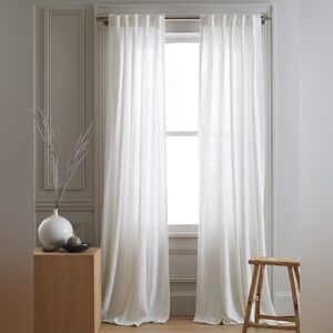 NWT QUINCE Set Of 4 48x96 Cotton Sheer Curtains White 6583